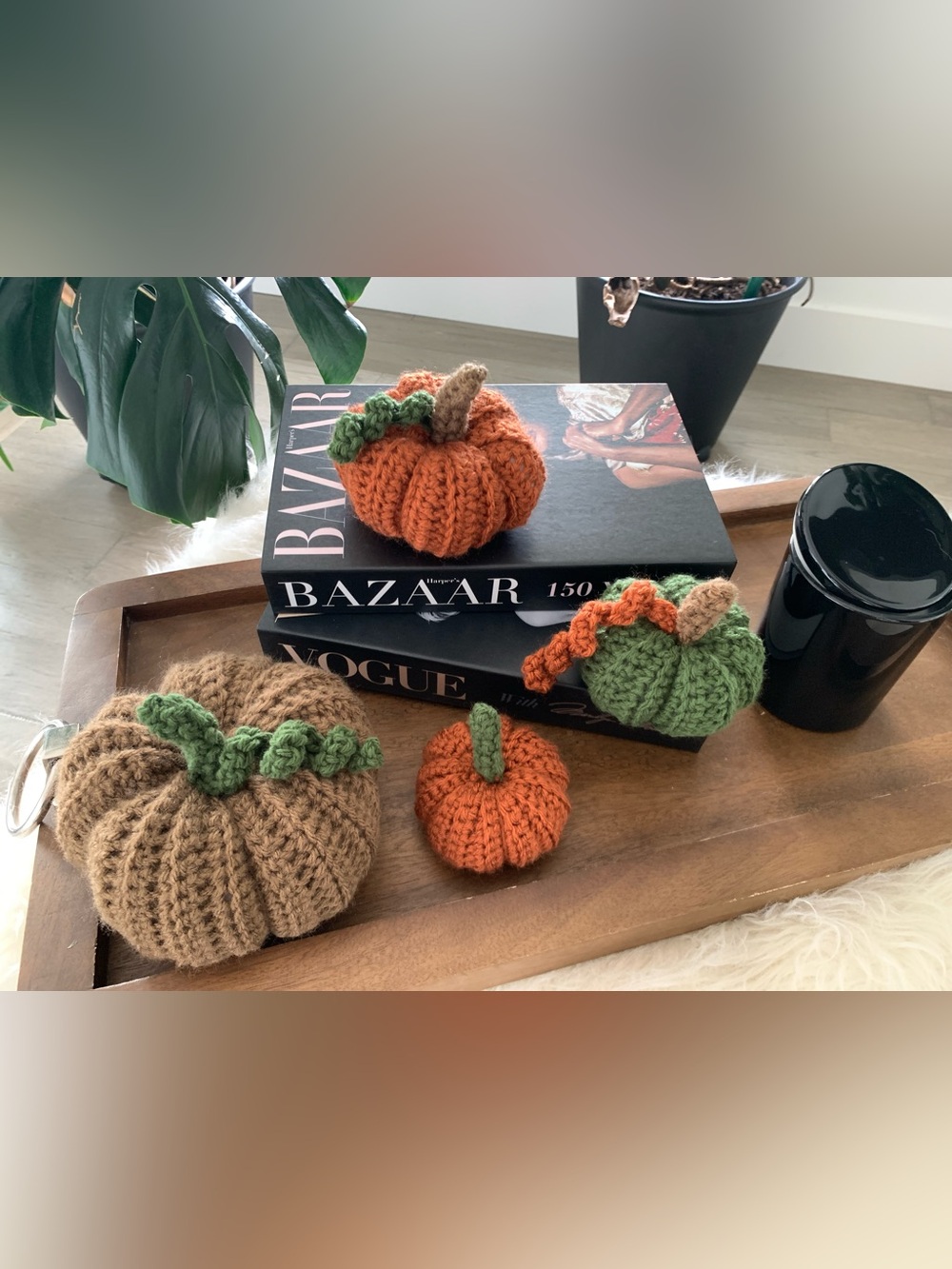 Autumn Fall Pumpkin crochet decor set of four - Picture 2 of 6
